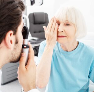 mature woman eye exam